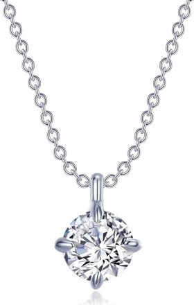Lafonn Simulated Diamond Solitaire Necklace in White at Nordstrom Rack, Size 20