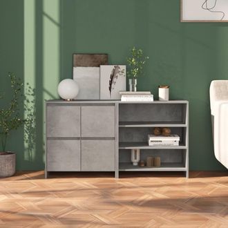 Berkfield Home 2 Piece Sideboard Concrete Grey Engineered Wood