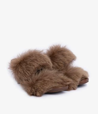 Pedro Garcia Double band churra in brown fur sandal | Cissy | Fall winter 26 |