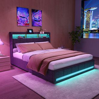 OEM Estructura De Cama - 231205tt - 140x200 Cm - Led Rgb Y Usb/type-c - 4 Cajones - Somier Incluido