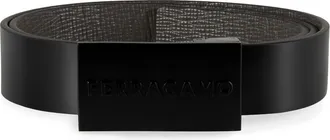 Ferragamo Mens Reversible Leather Belt Black Calf