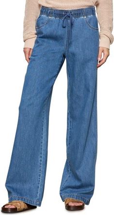 Sanctuary All Aboard Cotton & Linen Pants in Celestial Blue at Nordstrom, Size X-Small