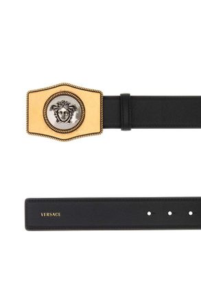 Versace 1024409dvtp1 1b00x Black Gold Exterior: Leather Cinture Belt