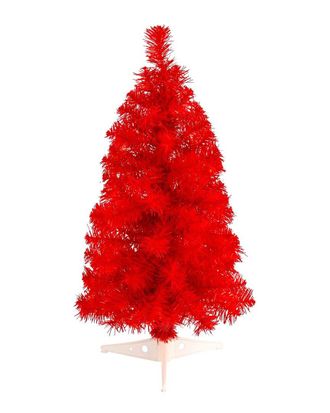 Nearly Natural 2Ft Artificial Red Christmas Tree