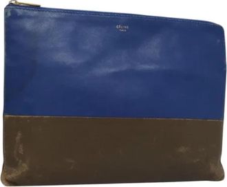 Celine Pre-owned Leather pouches - Dames - Vintage Clutch - Blauw - ONE Size - Leer - Vintage