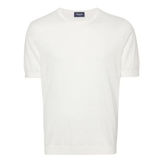 Drumohr T-Shirts, male, White, Size: L Fine Knit Cotton T-Shirt