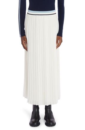 Moncler Pleated Skirt in Silk White at Nordstrom, Size 8 Us