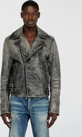 Diesel Biker jacket in treated leather - Leather jackets - Man - Grey