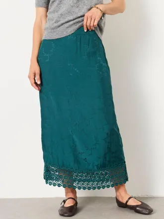Fat Face FatFace Sophie Teal Blue Regular Jacquard Midaxi Skirt