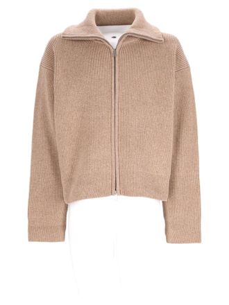 STUDIO NICHOLSON Beige Zip-Up Ribbed Wool Sweater