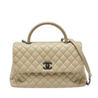 Chanel Pre-owned Vintage Handtas - Dames - Pre-owned - Beige - Maat: ONE Size Leer