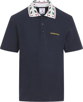 Casablanca Tops, Heren, Blauw, XL, Zijde Terry Polo Shirt