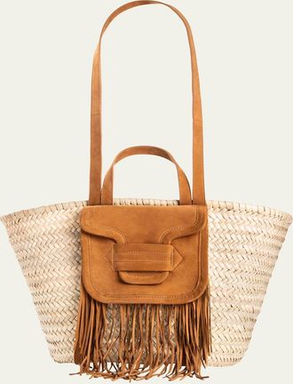 Pierre Hardy Alha Fringe Raffia and Suede Tote Bag
