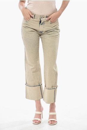 Coperni Vintage Denim Cropped-Fit Jeans with Oversized Cuffs size S