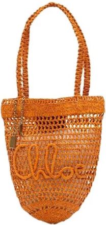 Chlo&eacute; Pre-owned Raffia Tote Bag - Dames - Vintage Shopper - Oranje - ONE Size - Vintage