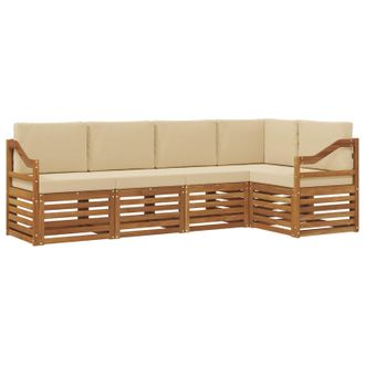 vidaXL Conjunto De Sof&aacute; Seccional Con Coj&iacute;n 5 Pcs Natural Y Beige Vidaxl