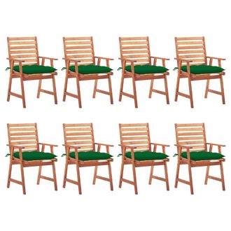 vidaXL Vidaxl - Sillas Comedor De Jard&iacute;n Y Cojines 8 Uds Madera Maciza Acacia