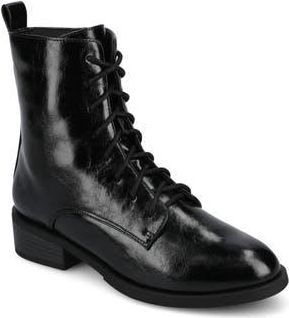 Journee Collection Vienna Combat Boot in Black Crinkle at Nordstrom Rack, Size 8.5