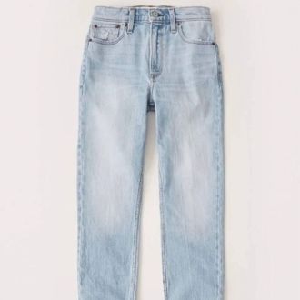 Abercrombie & Fitch Womens Curve Love High Rise Mom Jeans In Blue