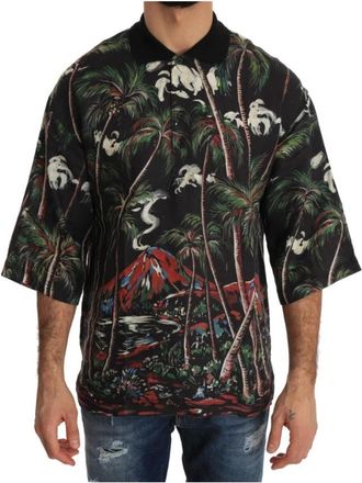 Dolce & Gabbana Siciliaans vulkaanmotief poloshirt - Heren - Polos - Veelkleurig - S - Katoen - Tops