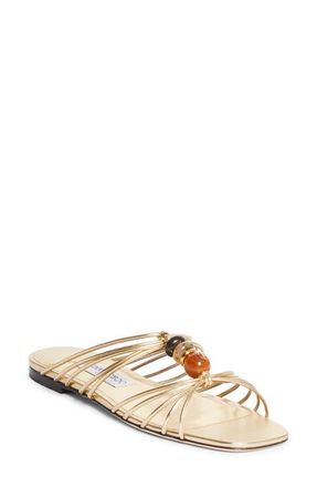 Jimmy Choo London Lova Beaded Slide Sandal in Gold Mix at Nordstrom, Size 10.5Us