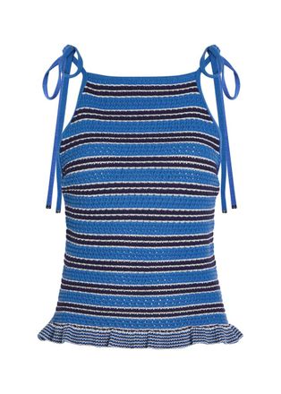 Ganni Striped Cotton-knit top - Blue - S (UK8-10 / S)