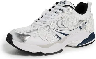 Coach Coach Womens Tea Rose Mesh Sneaker, Deep Blue, 4 UK