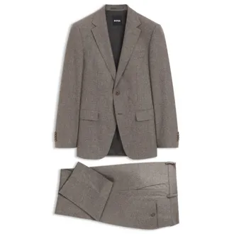 BOSS Patterned slim-fit suit in Italian virgin wool