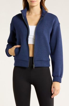 Spanx Brushed AirEssentials Jacket in Heather Timeless Navy at Nordstrom, Size X-Small