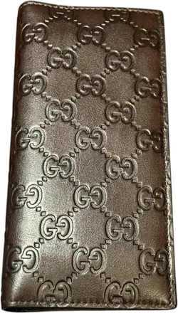 Gucci Brown Nylon Polyester Leather Long Wallet (Bi-Fold) (Pre-Owned)