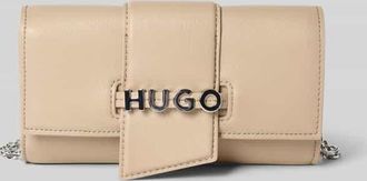HUGO BOSS Clutch mit Label-Applikation aus Metall Modell MEL 2.0 in Taupe, Größe 1