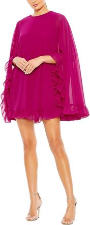 Mac Duggal High Neck Ruffle Hem Cape Mini Dress