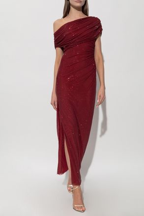 Self Portrait Sequin Dress, Womens, Burgundy