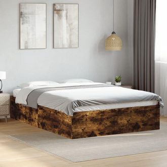 vidaXL Estructura De Cama Madera De Ingenier&iacute;a Roble Ahumado 120x200cm Vidaxl