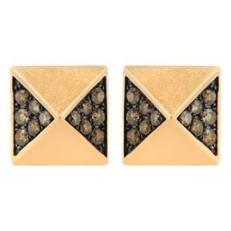 House of Brilliance 14K Rose Gold 1/4 Ct Brown Diamond Pyramid Stud Earring in Pink at Nordstrom
