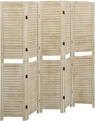 vidaXL Biombo De 5 Paneles De Madera Maciza De Paulownia 175x165 Cm Vidaxl