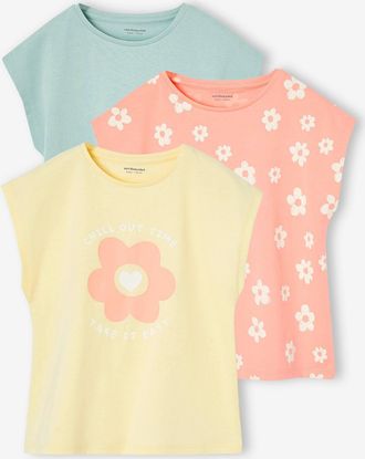 Vertbaudet 3er-Pack M&auml;dchen T-Shirts BASIC Oeko-Tex graublau