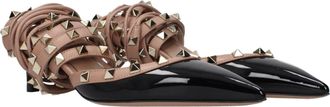 Valentino Garavani Womens Black Leather Strap-On Sandals