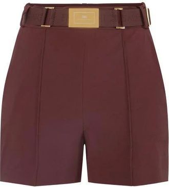 Elisabetta Franchi Dames, Korte broeken, Bruin, Maat: XS Leer