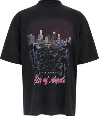 Balenciaga City Of Angels T Shirt Nero-Uomo