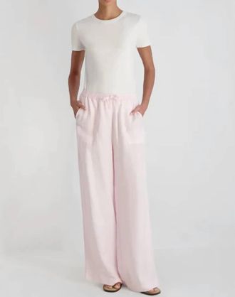 French Connection Cooper Linen Wide Leg Pants In Pink Icing
