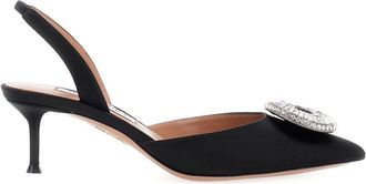 Aquazzura Pointed-Toe Pumps with Crystal Embellishment