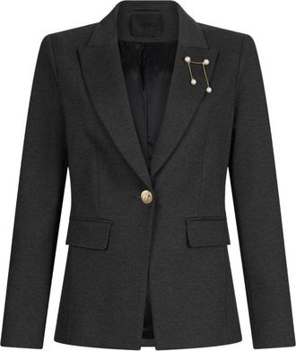 Liu Jo Tailored Grey Jacket With Decorative Brooch
