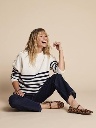 Envie de Fraise Gestreifter Umstandspullover, Oversize-Schnitt ENVIE DE FRAISE wollweiß