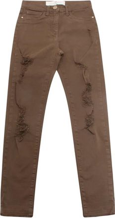 Elisabetta Franchi Distressed Skinny Leg Enkellange Broek - Dames - Slim Fit Jeans - Bruin - W25 - Jeans