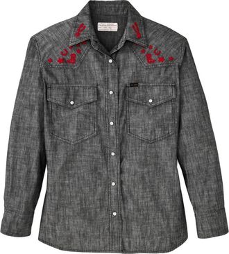 Filson Womens Embroidered Shirt In Black Chambray / Western