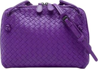 Bottega Veneta Pre-owned Nodini Schoudertas - Dames - Pre-owned - Paars - Maat: ONE Size Leer