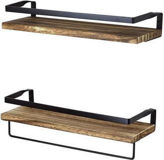OEM Estantes De Pared De Madera Estante Flotante De Dise&ntilde;o R&uacute;stico Con Toallero Especias, Cocina, Sala, Dormitorio Y Ba&ntilde;o Industrial O Almacenamiento Jueg