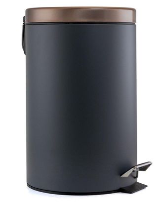 Elama 12 Quart Stylish Grey and Copper Soft Pedal Office, Kitchen and Bathroom Trash Bin