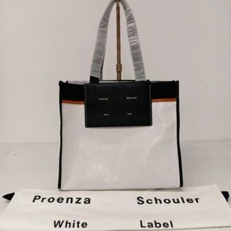 Proenza Schouler Womens Xl Morris Coated Canvas Tote Crimson Bag In White